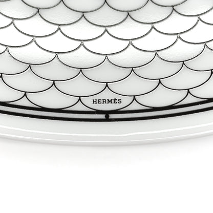 Hermes Porcelain H Deco Dinner Plate Set of 2 Black White 5 of 5