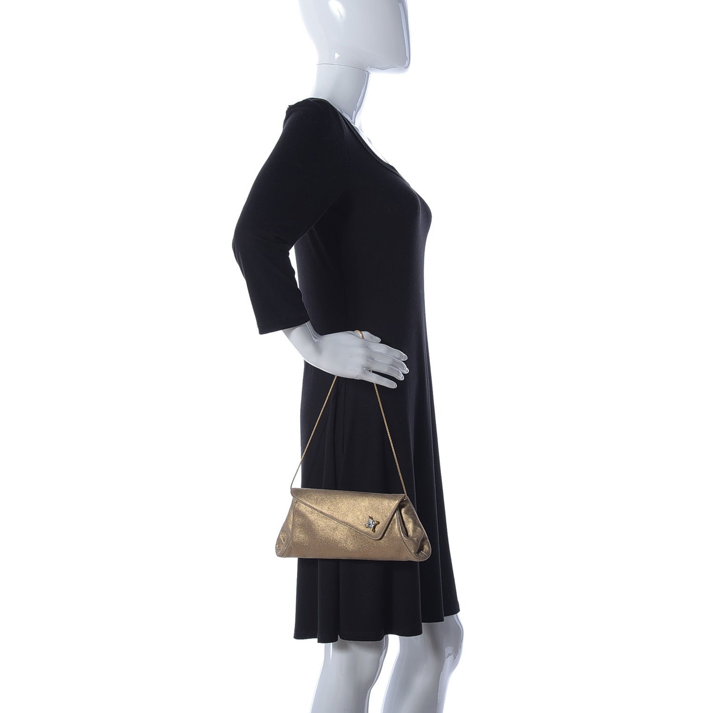 Metallic Flap Clutch Gold