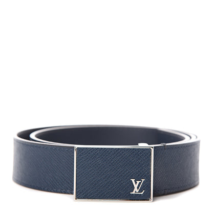 Louis Vuitton Taiga Mens 35mm Metropole Belt 90 36 Blue Marine 1 of 7