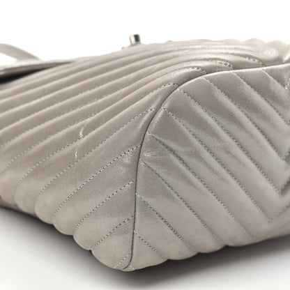 Chanel Metallic Iridescent Calfskin Chevron Quilted Small Urban Spirit Backpack Silver 8 of 11