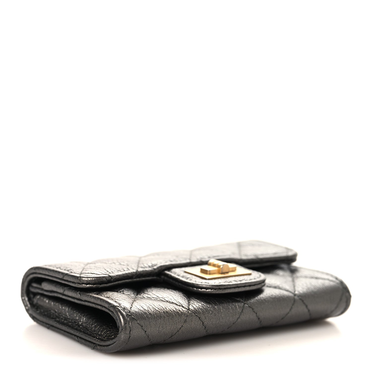 Chanel Metallic Calfskin Quilted Reissue Flap Card Holder Charcoal 4 of 8