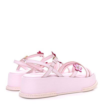 Louis Vuitton LV X TM Cherry Blossom Calfskin Maya Flatform Sandals 40 Light Pink 5 of 11