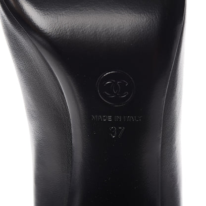Chanel Calfskin Pearl Open Toe Ankle Boots 37 Black 7 of 9