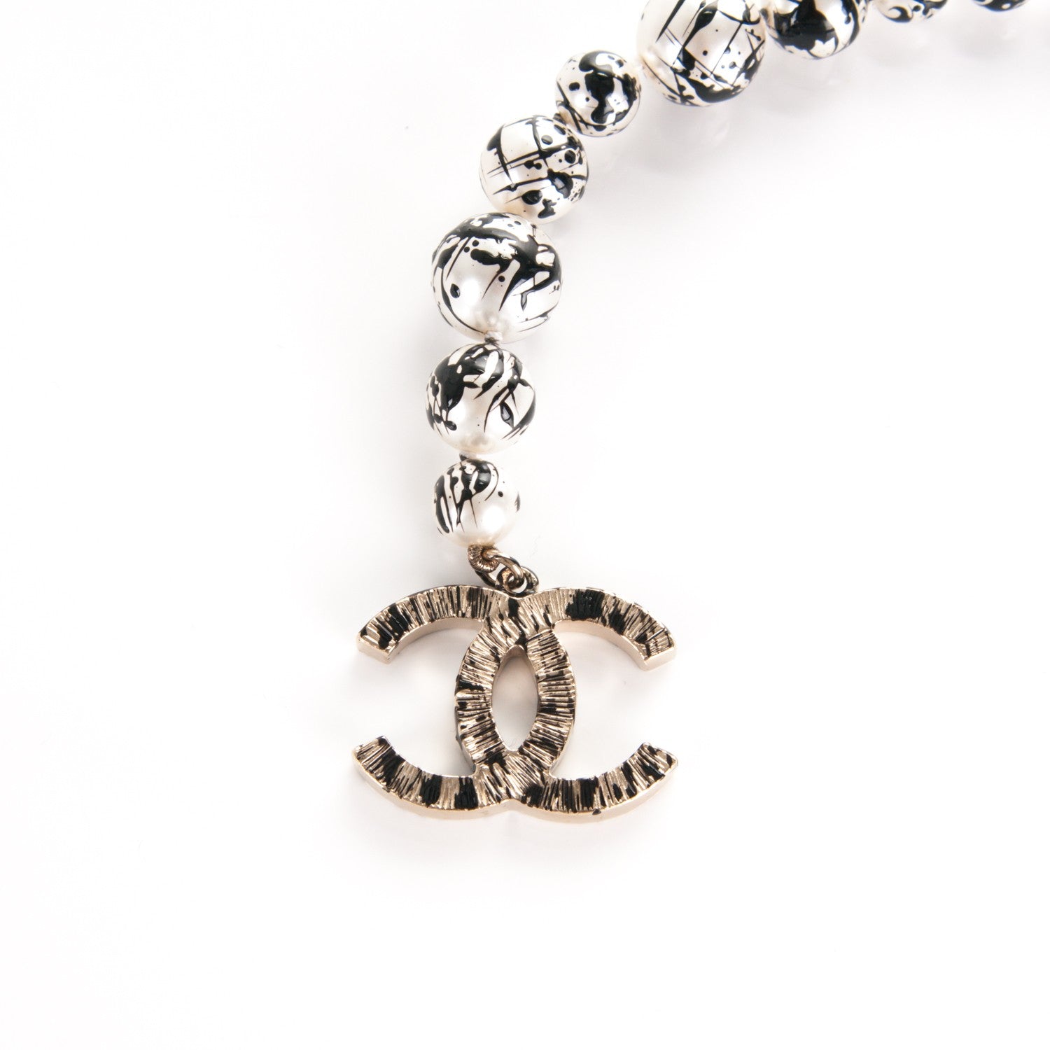 Chanel Pearl CC Double Strand Belt Black White 4 of 5