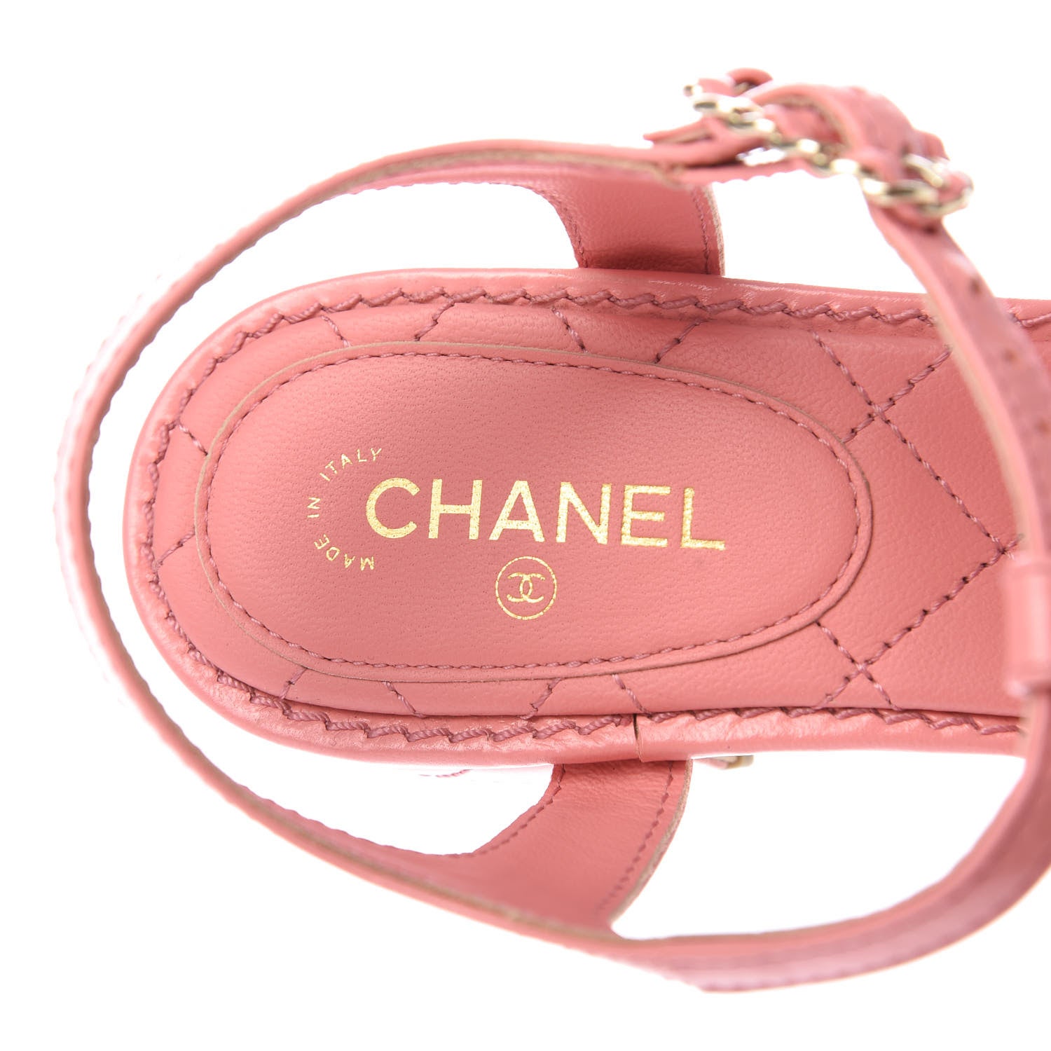 Chanel Goatskin CC Chain Thong Sandals 38 Pink 7 of 9