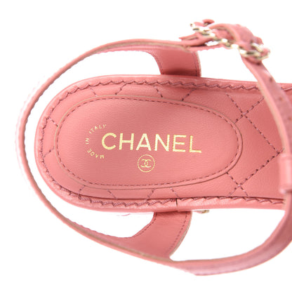 Chanel Goatskin CC Chain Thong Sandals 38 Pink 7 of 9