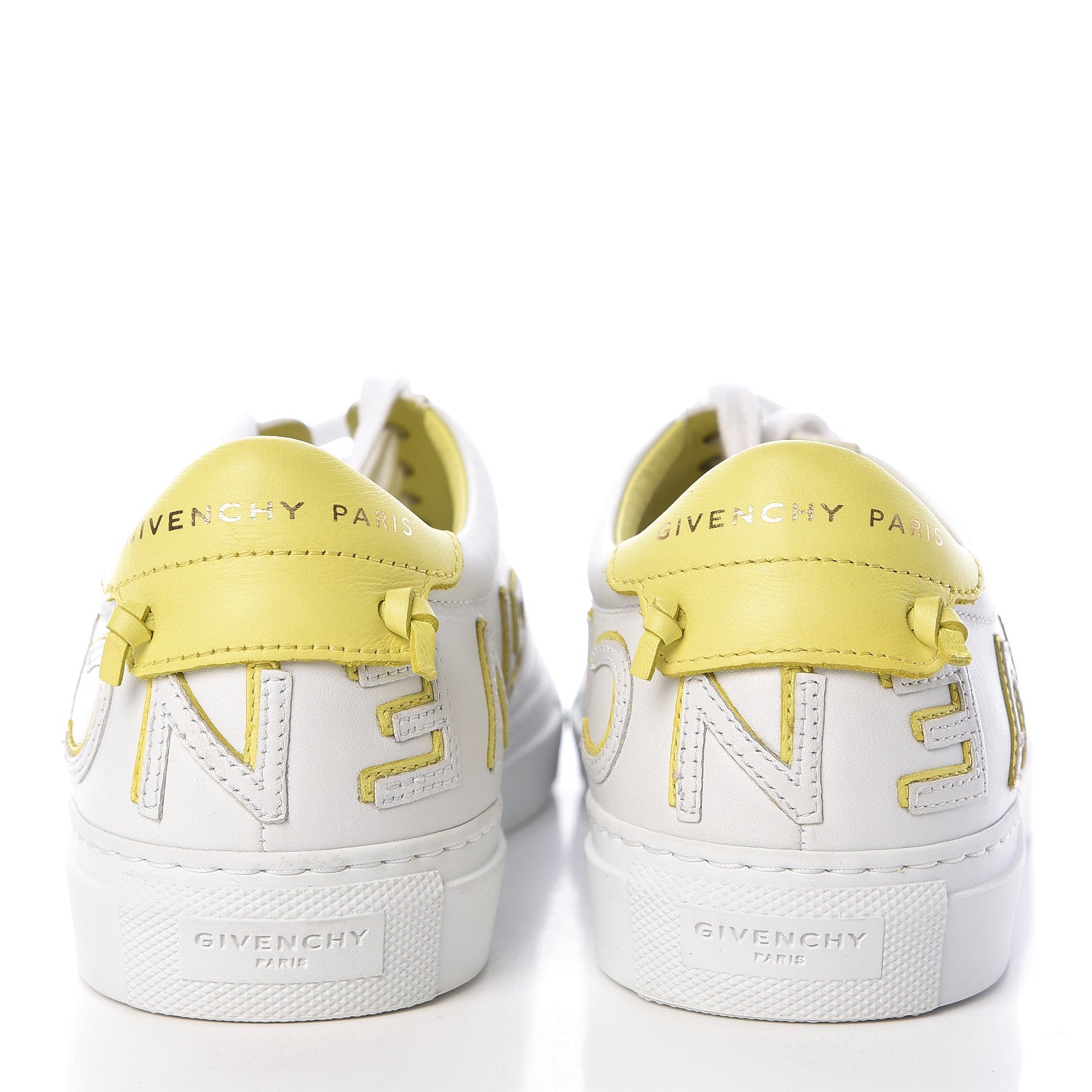 Givenchy Calfskin Reverse Logo Womens Urban Street Sneakers 38 White Yellow 5 of 10
