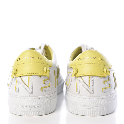 Givenchy Calfskin Reverse Logo Womens Urban Street Sneakers 38 White Yellow 5 of 10