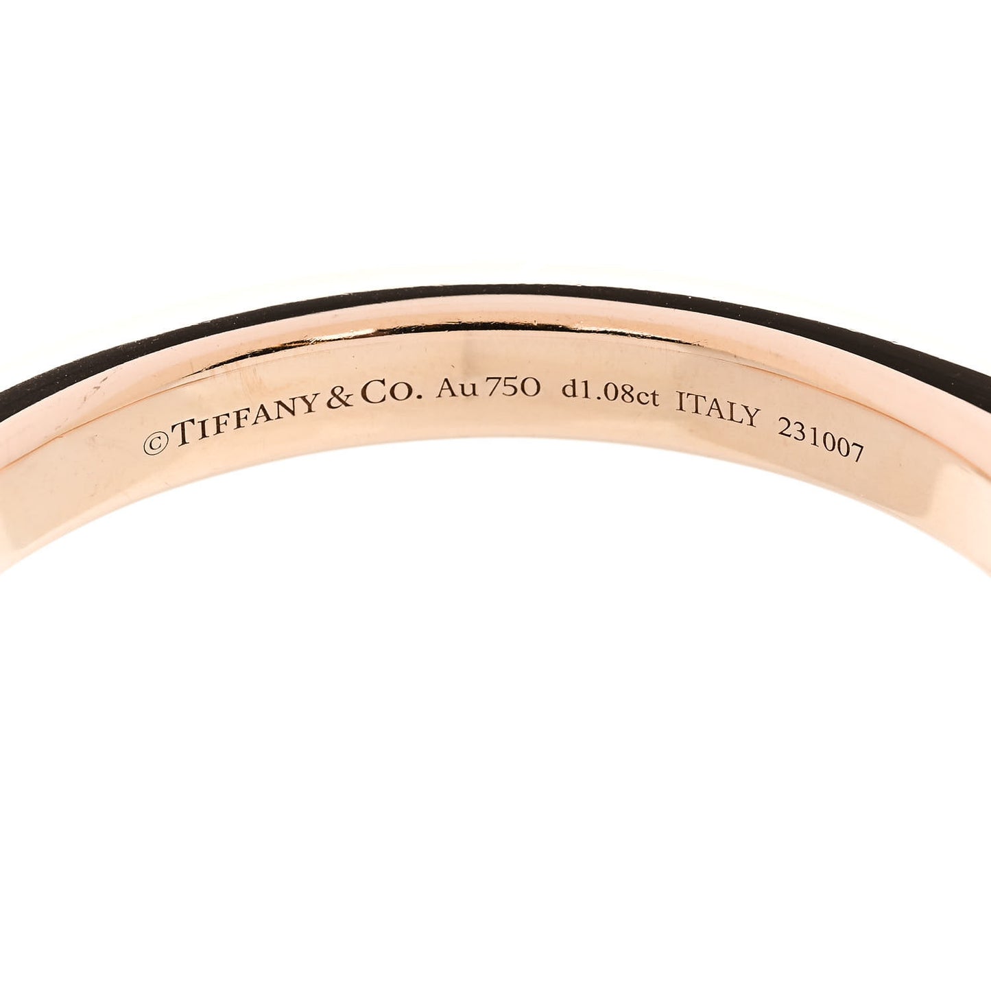 18K Rose White Gold Diamond Tiffany Lock Half Pave Bangle Bracelet