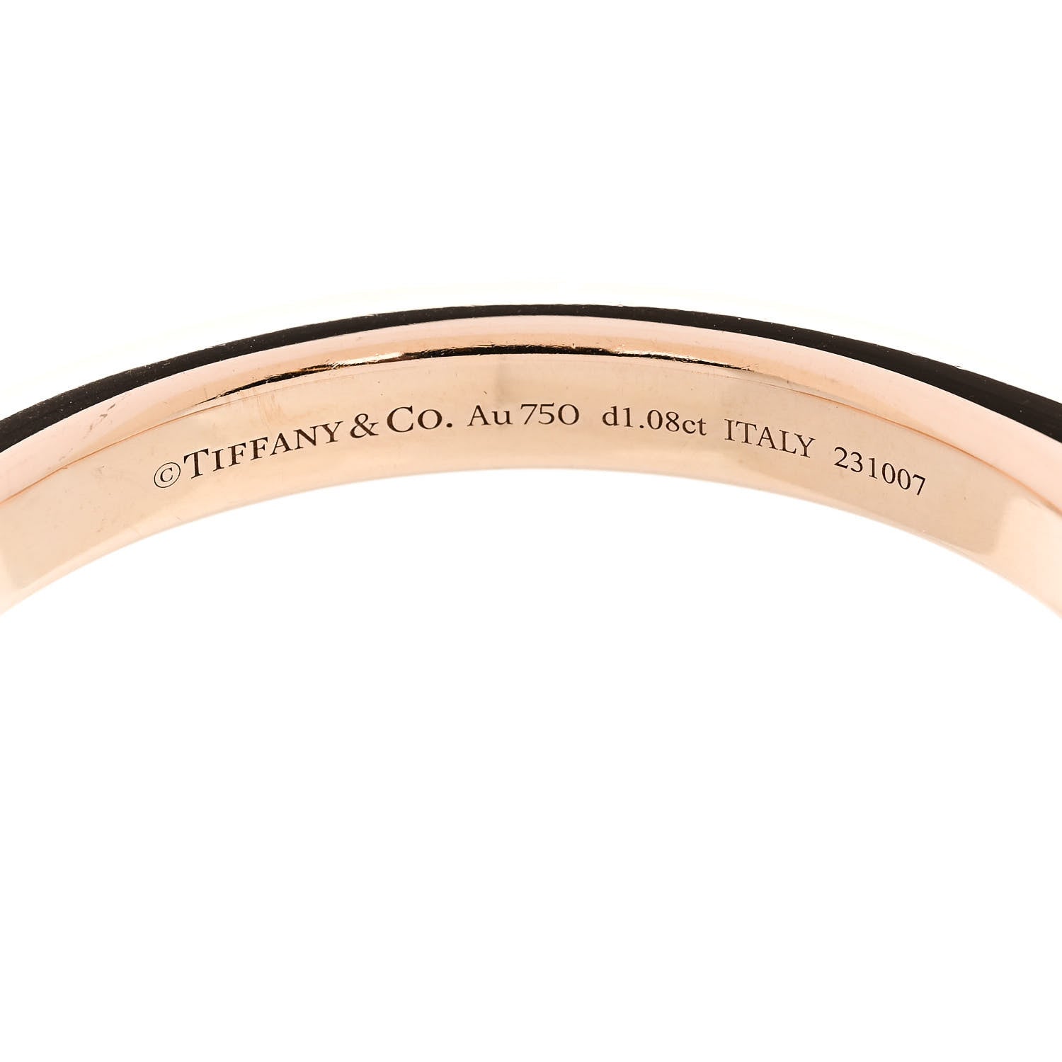 Tiffany 18K Rose White Gold Diamond Tiffany Lock Half Pave Bangle Bracelet 3 of 4