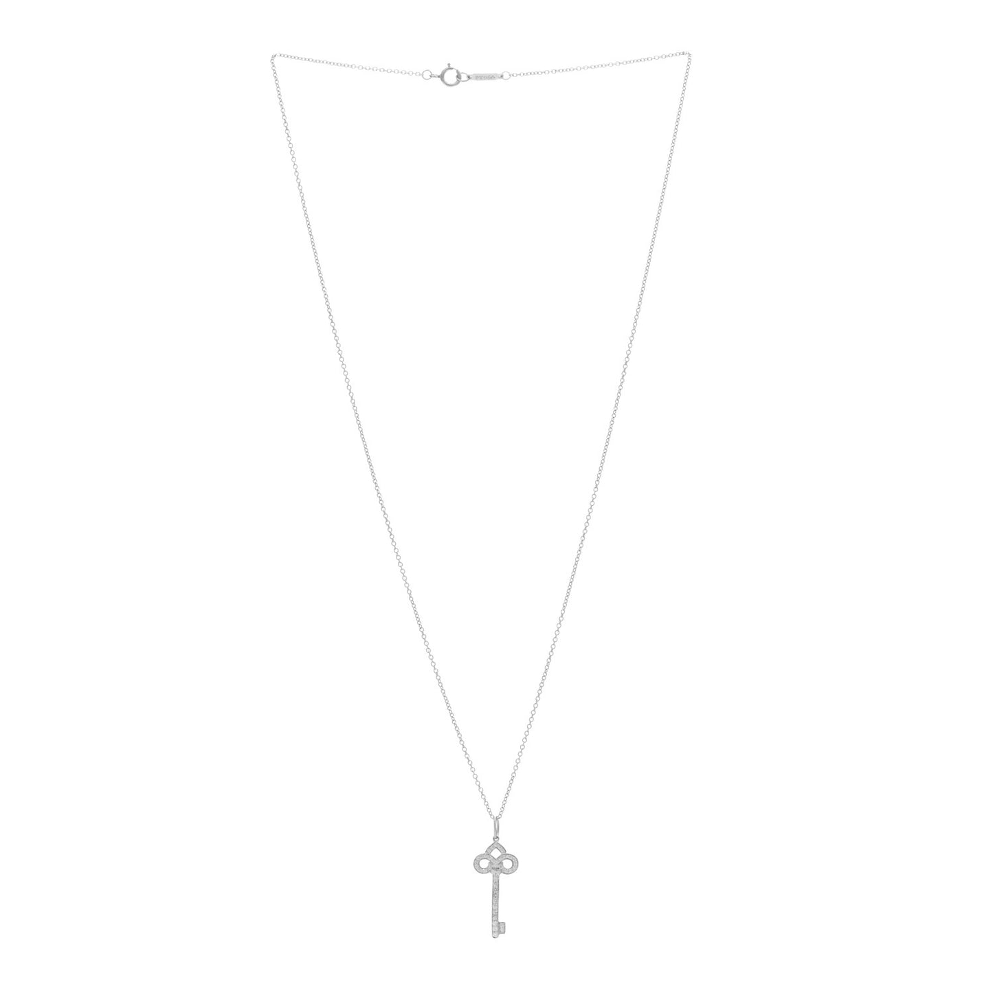 Platinum Diamond .12ct Fleur De Lis Key Pendant Necklace