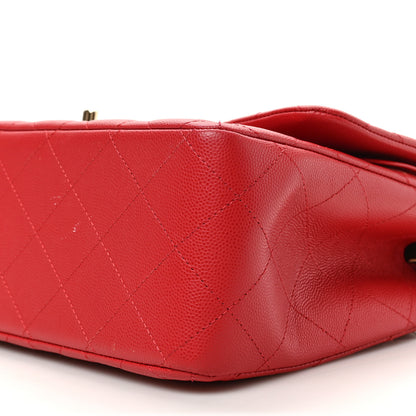 Chanel Caviar Quilted Jumbo Double Flap Red 9 of 10