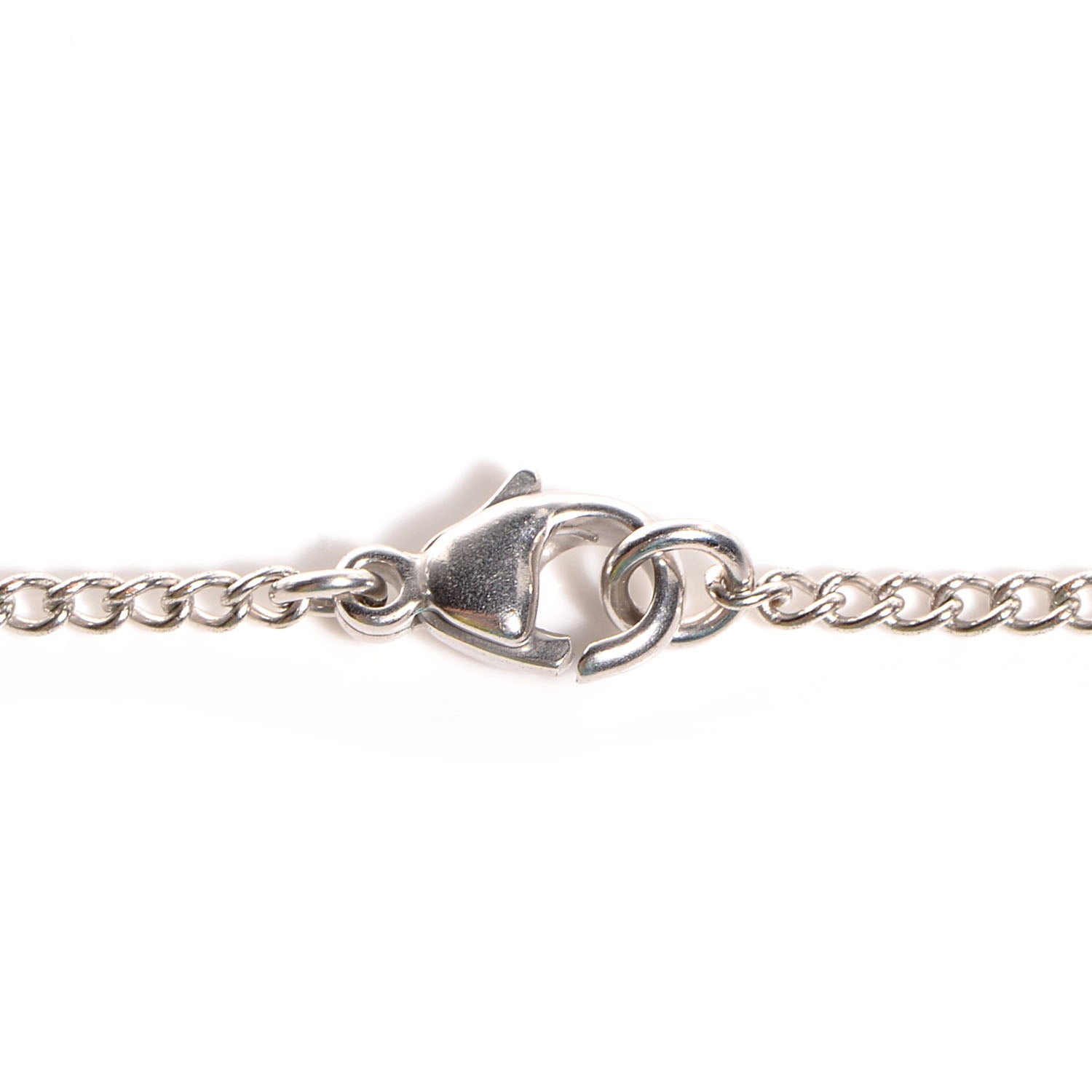 Chanel Crystal Mini Heart CC Necklace Silver 4 of 6