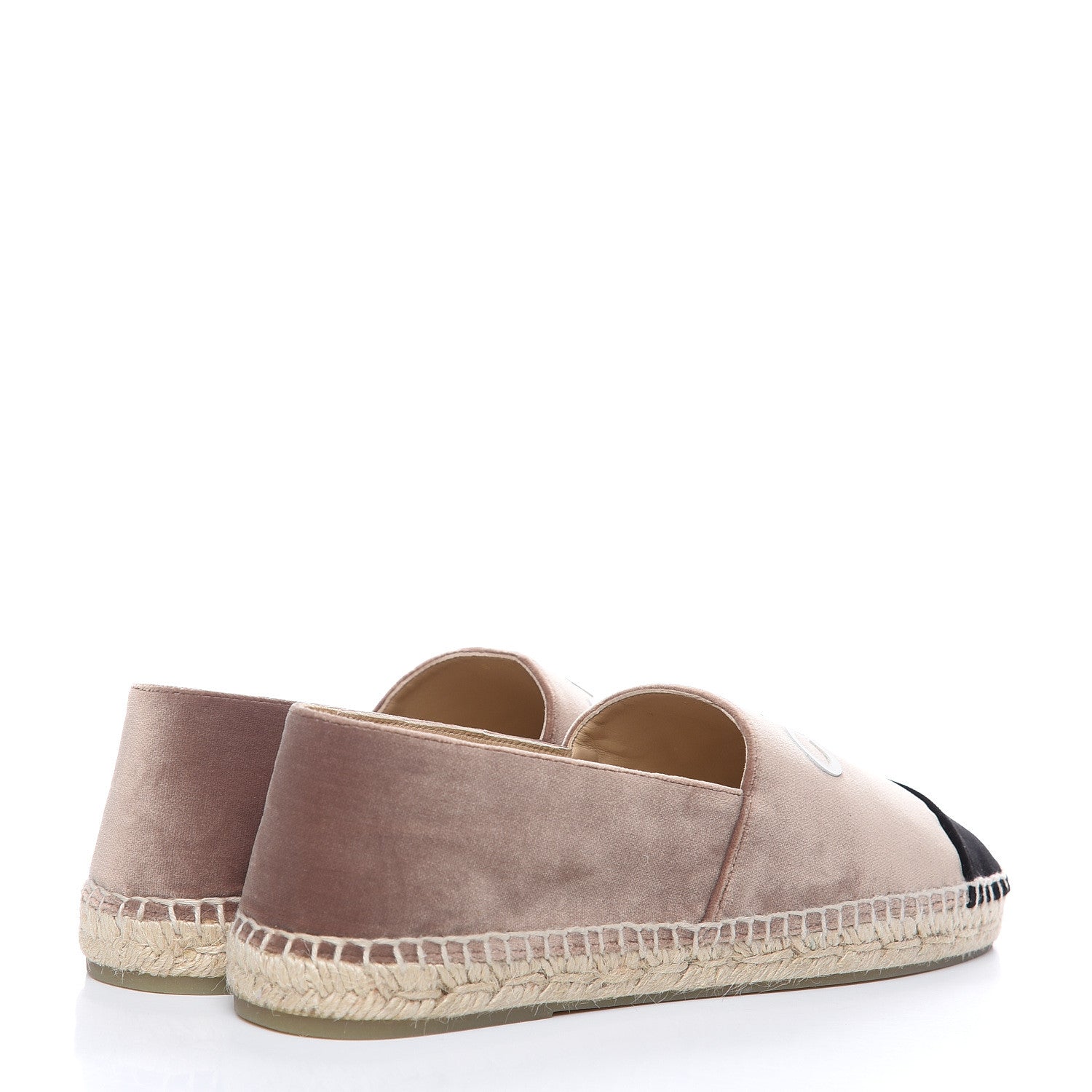 Chanel Velvet Logo Espadrilles 40 Beige Black 4 of 9
