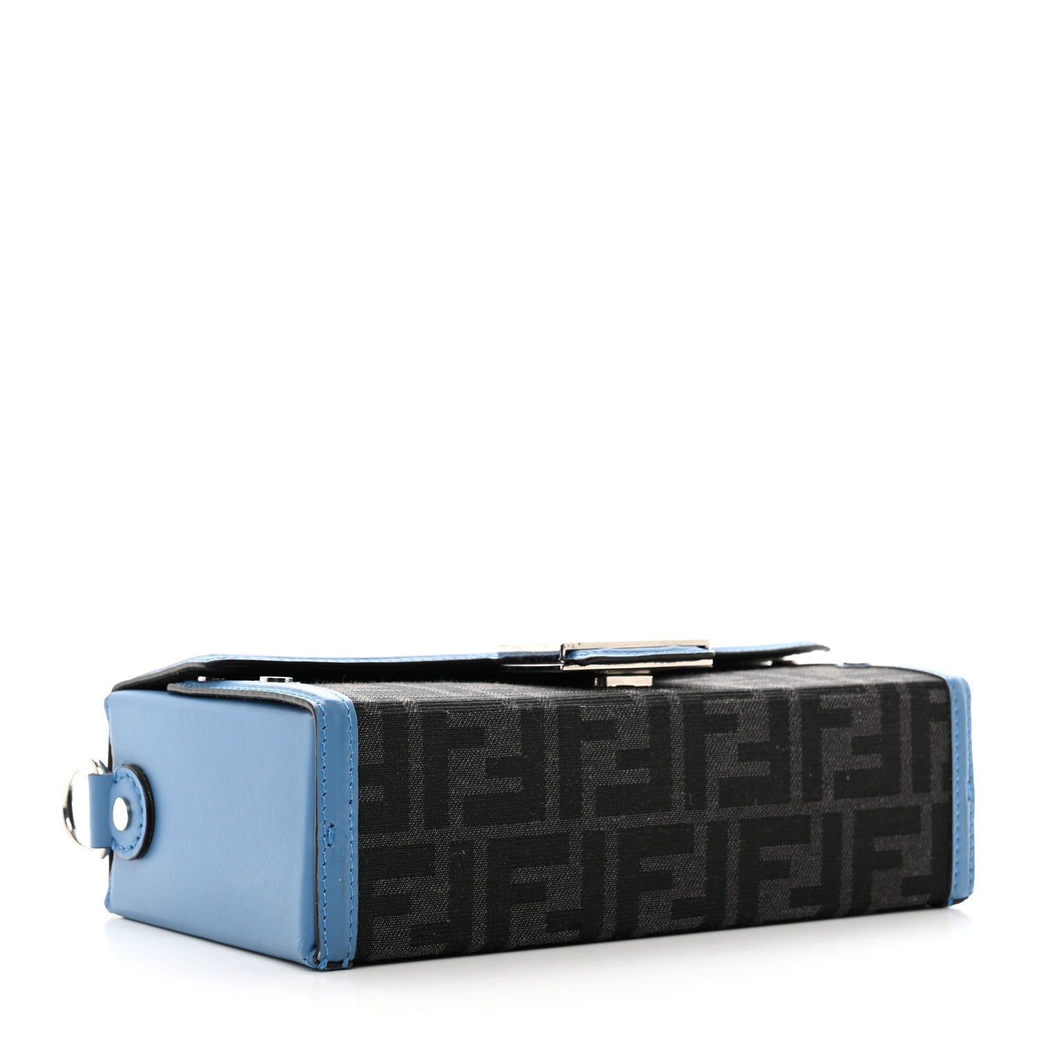 Fendi Recycled Fabric Jacquard Vitello King FF 1974 Baguette Soft Trunk Asfalto Black Fiordaliso 4 of 9