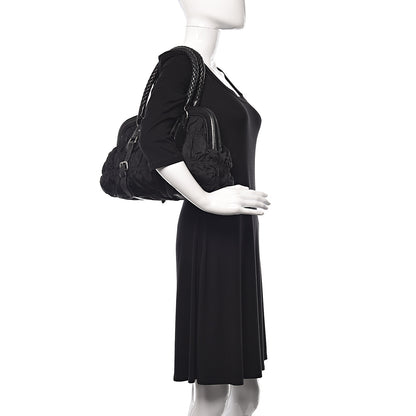 Prada Tessuto Nylon Nappa Braided Gaufre Frame Black 2 of 14