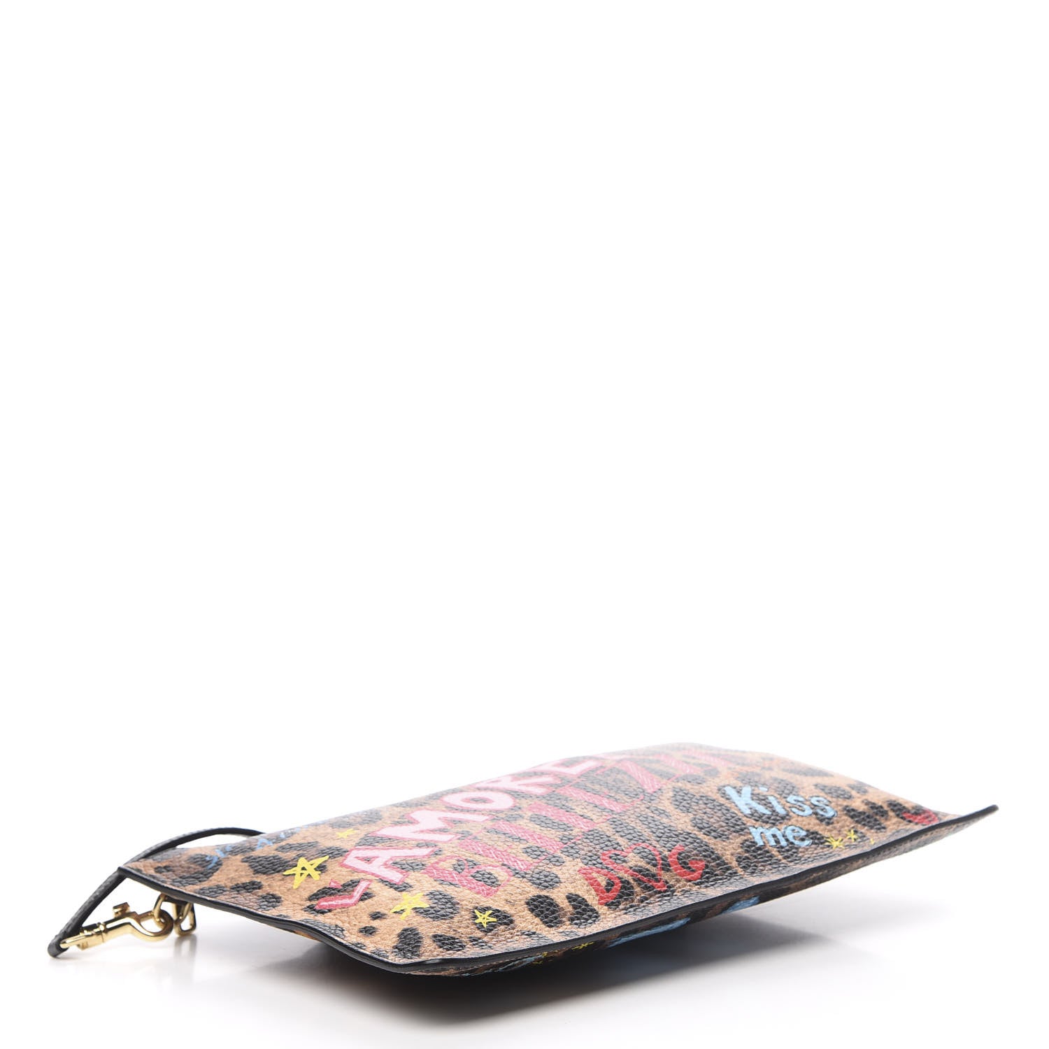 Dolce & Gabbana Calfskin Leopard Graffiti Print Crossbody Pouch Multicolor 3 of 8