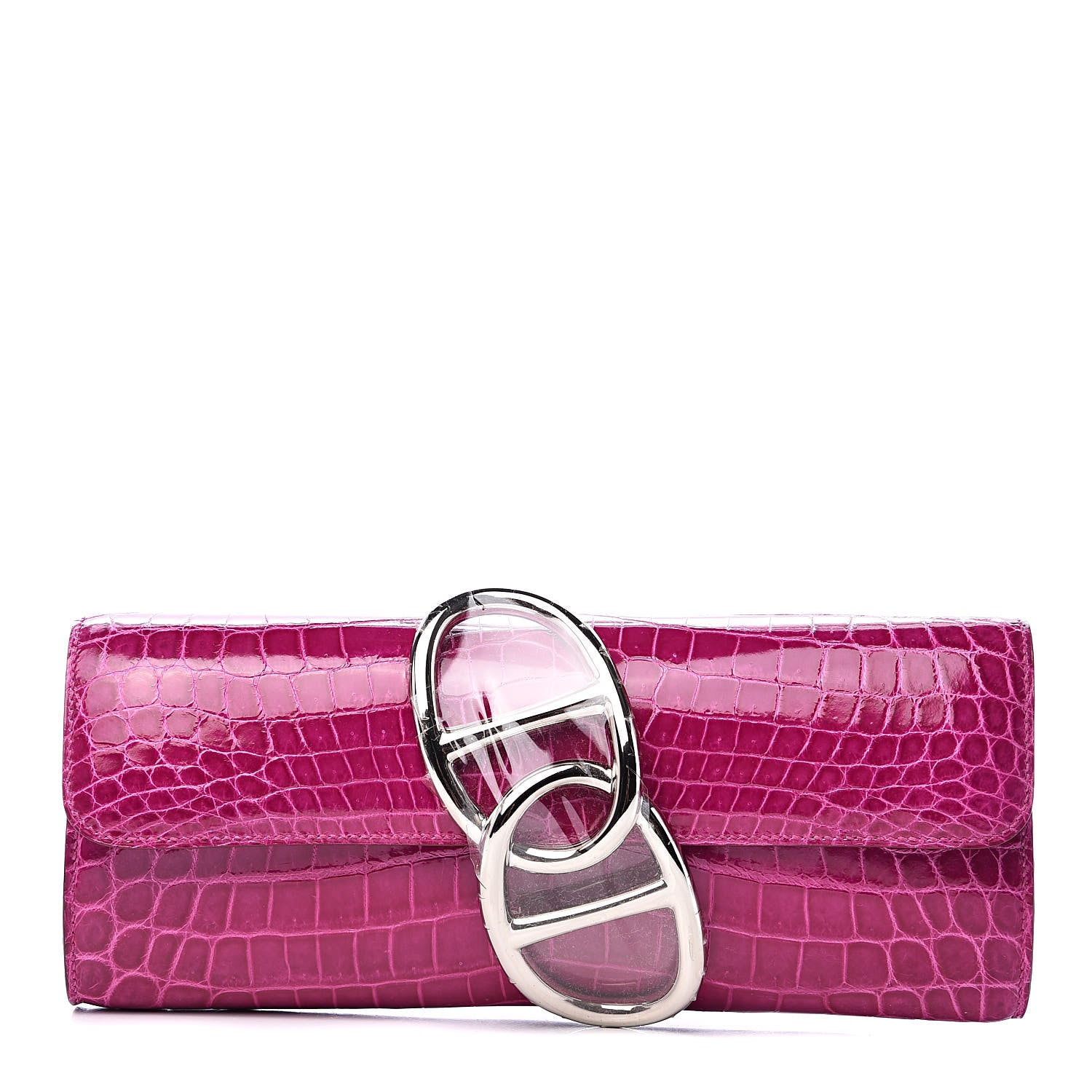 Hermes Shiny Niloticus Crocodile Egee Clutch Rose Scheherazade 1 of 10