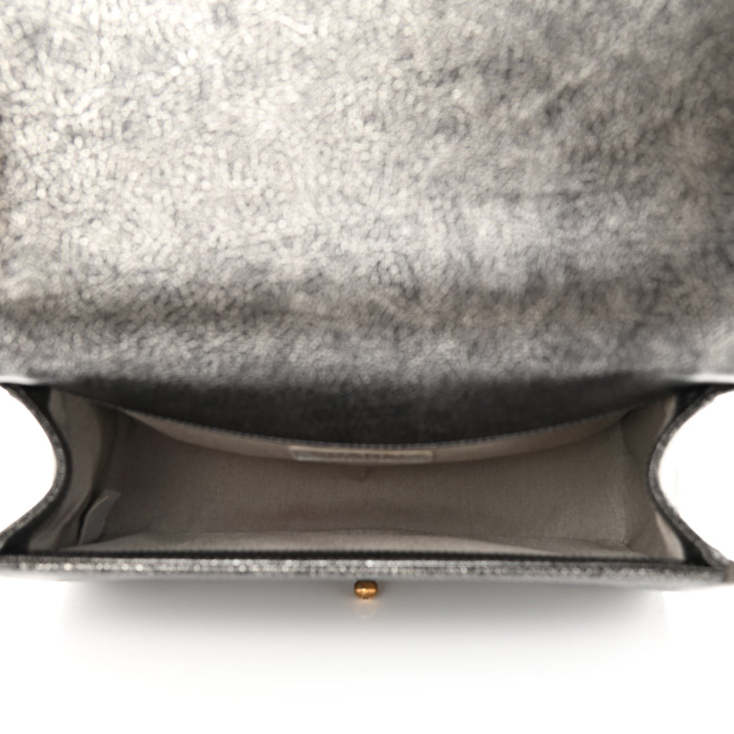 Cracked Metallic Calfskin Quilted Medium Boy Flap Dark Silver