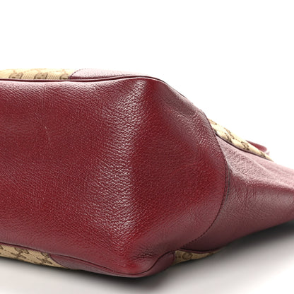 Gucci Monogram Textured Calfskin Medium Bree Zippered Tote Beige Ebony Peonia Flower 10 of 10
