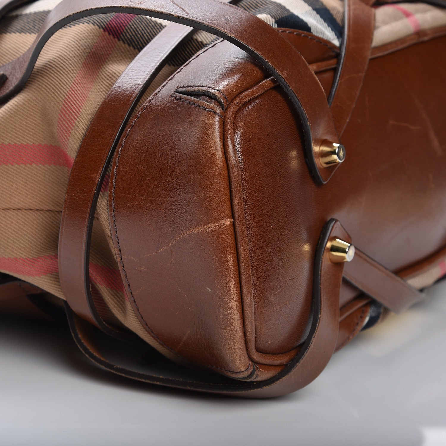 Burberry House Check Bridle Calfskin Medium Gosford Hobo Dark Tan 10 of 19