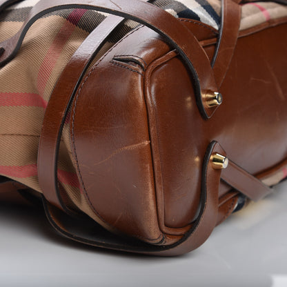 Burberry House Check Bridle Calfskin Medium Gosford Hobo Dark Tan 10 of 19
