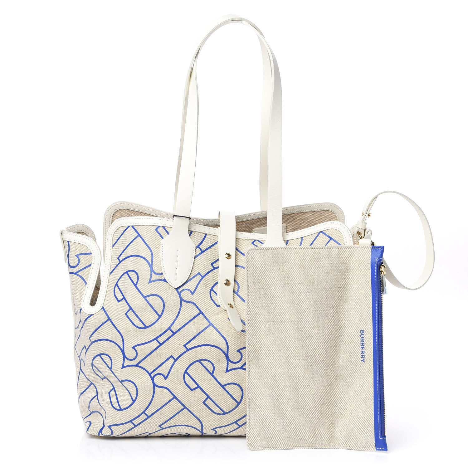 Burberry Cotton Canvas Monogram Medium Soft Belt Bag Natural Honey Blue 1 of 10