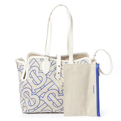 Burberry Cotton Canvas Monogram Medium Soft Belt Bag Natural Honey Blue 1 of 10