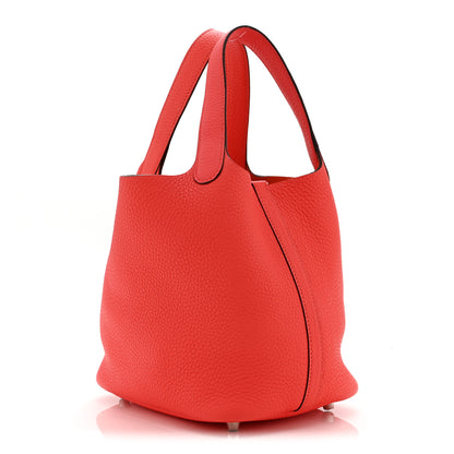Hermes Taurillon Clemence Picotin Lock 18 PM  Rouge Pivoine 3 of 10