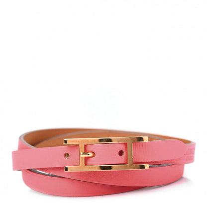 Hermes Swift Hapi 3 MM Triple Tour Wrap Bracelet T1 Rose Azalee 1 of 5