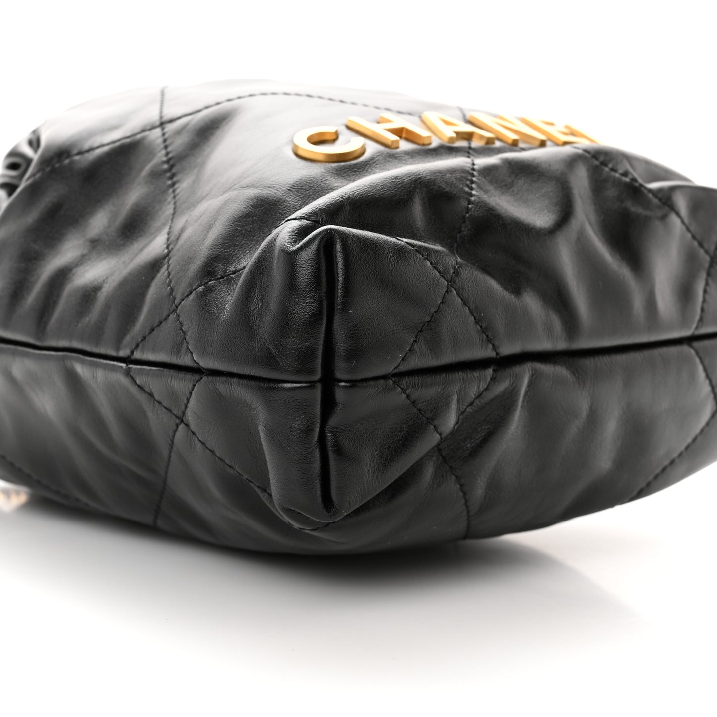 Shiny Calfskin Quilted Mini Chanel 22 Black