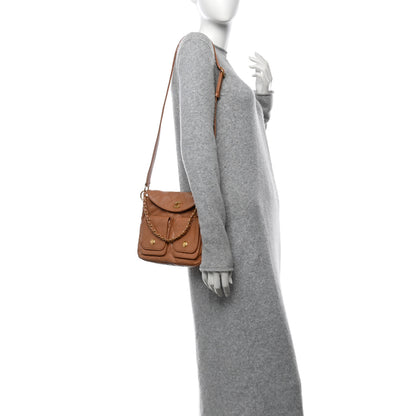 Chanel Shiny Calfskin Quilted Small Supple Twins Hobo Bag Brown 2 of 11