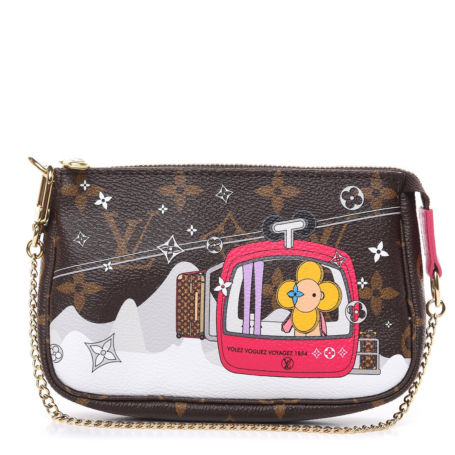 Louis Vuitton Monogram 2019 Christmas Animation Mini Courchevel Pochette Accessories Fuchsia 1 of 10