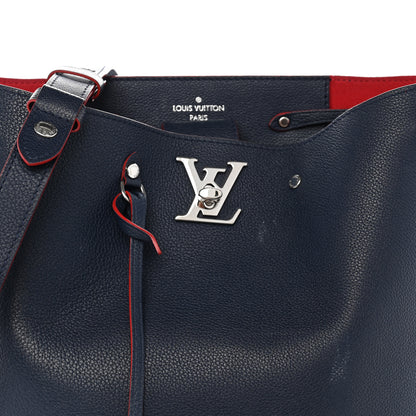 Louis Vuitton Soft Calfskin Braided Lockme Bucket Marine Rouge 7 of 12