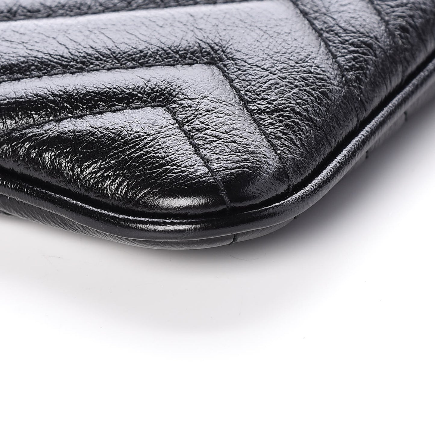 Azalea Calfskin Matelasse Heart GG Marmont Zip Pouch Black