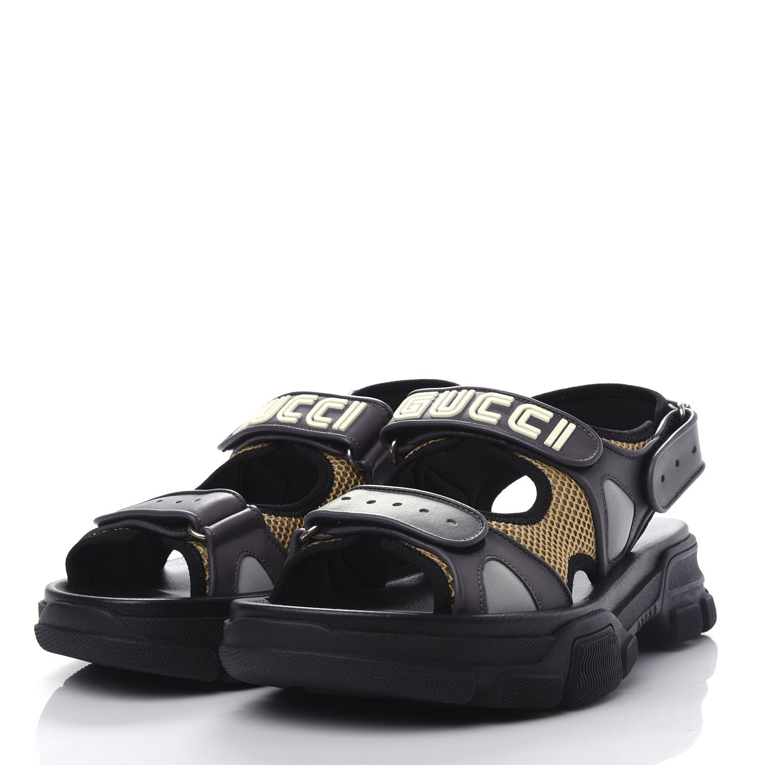 Gucci X SEGA Nappa Mesh Mens Aguru Sandals 8 Loess Black 3 of 11