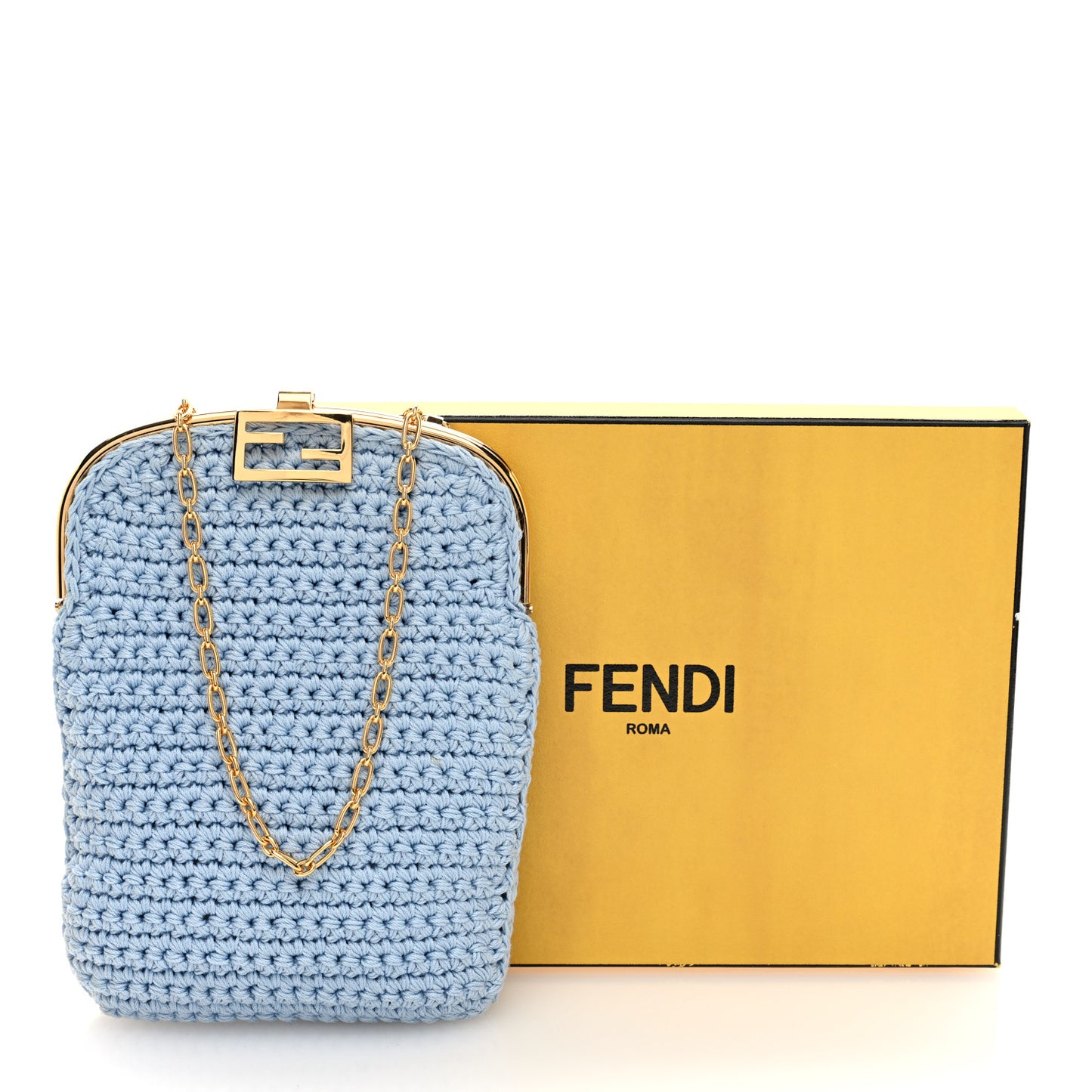 Fabric Crochet Baguette Phone Bag Azzurro Sky