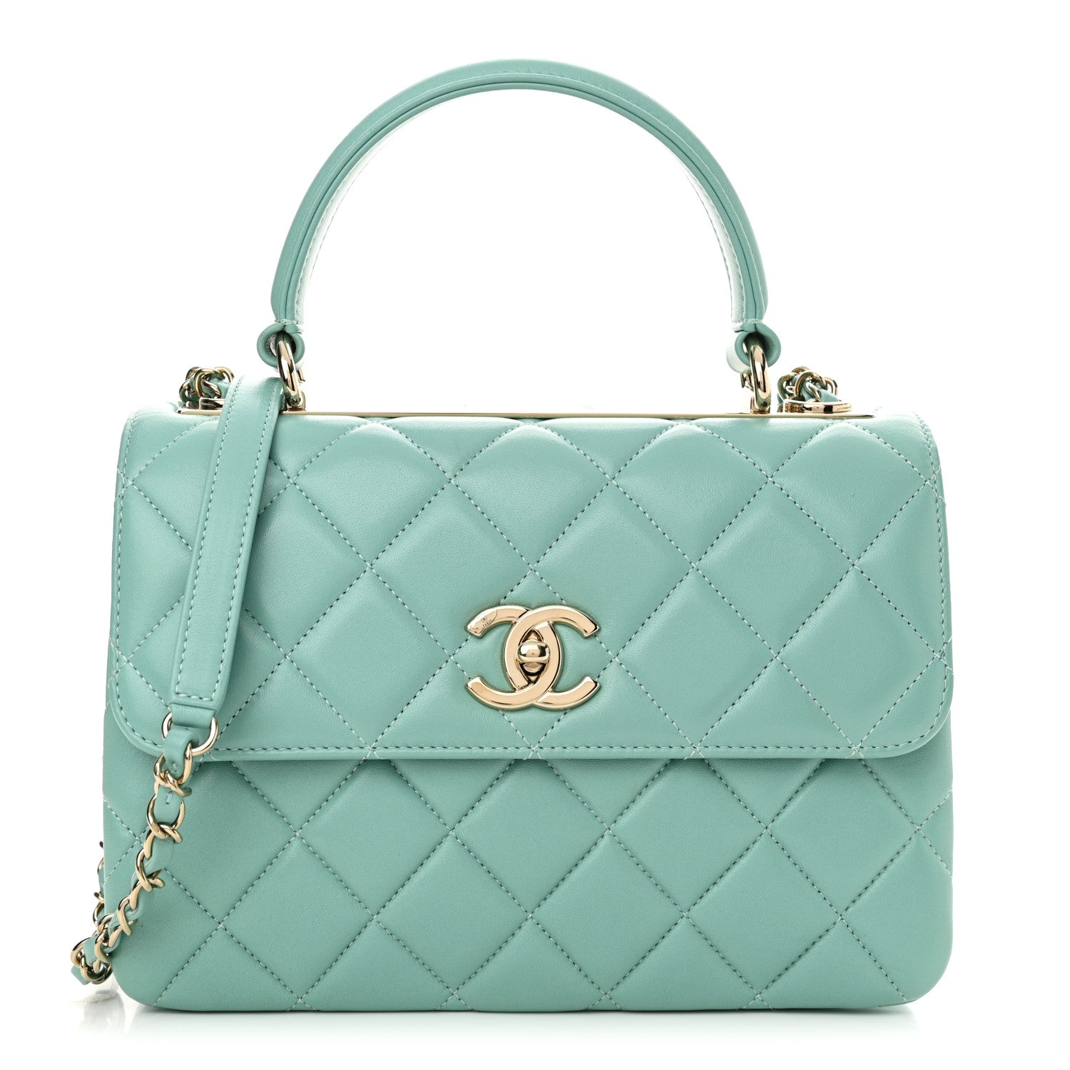 Chanel Lambskin Quilted Small Trendy CC Flap Dual Handle Bag Light Blue 1 of 13