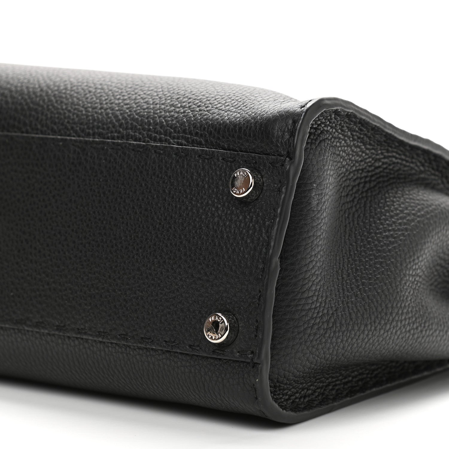 Fendi Cuoio Romano Selleria Bi-Color Medium Peekaboo Iconic Satchel Black Mou 6 of 9