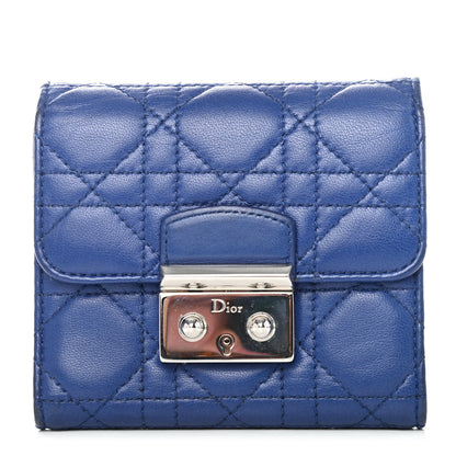 Christian Dior Lambskin Cannage Miss Dior Explorateur Compact Wallet Blue Blue 1 of 4