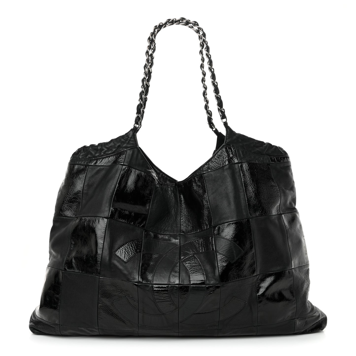 Patent Patchwork Brooklyn Tote Black