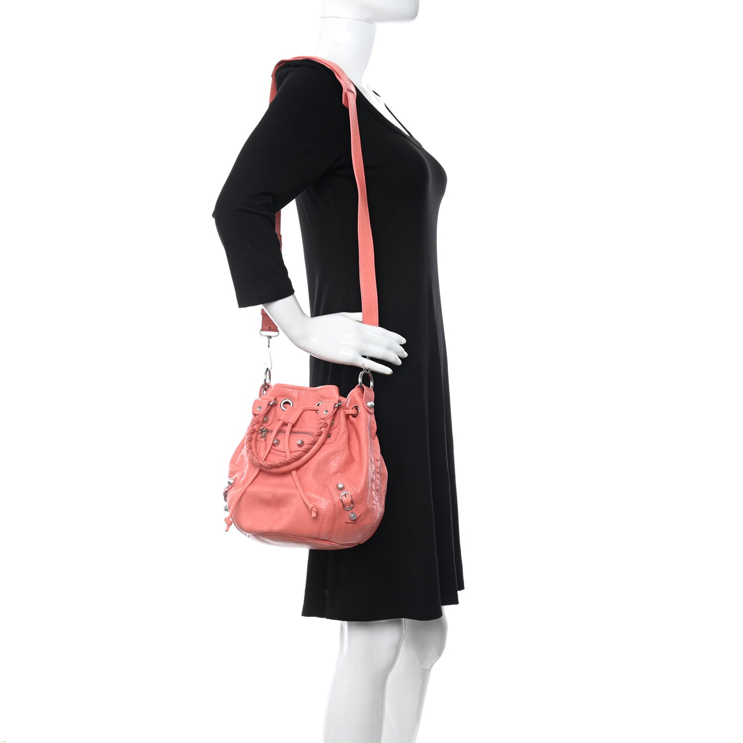 Agneau Giant 12 Silver Hardware Mini Pompon Rose Azalee