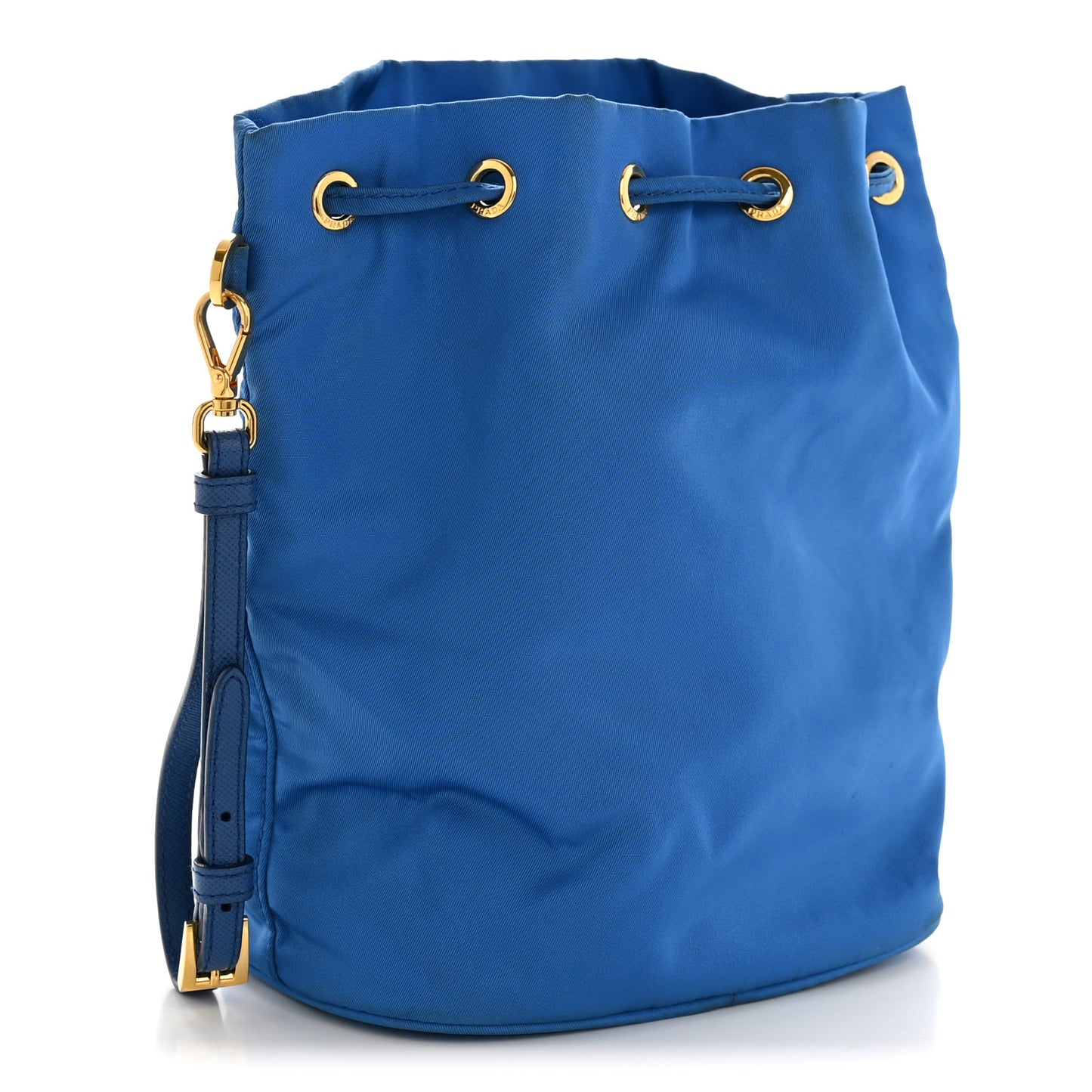 Saffiano Tessuto Nylon Bucket Wristlet Bluette