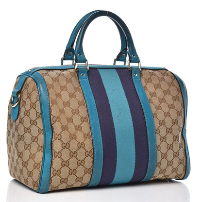 Gucci Monogram Vintage Web Medium Boston Teal 3 of 20