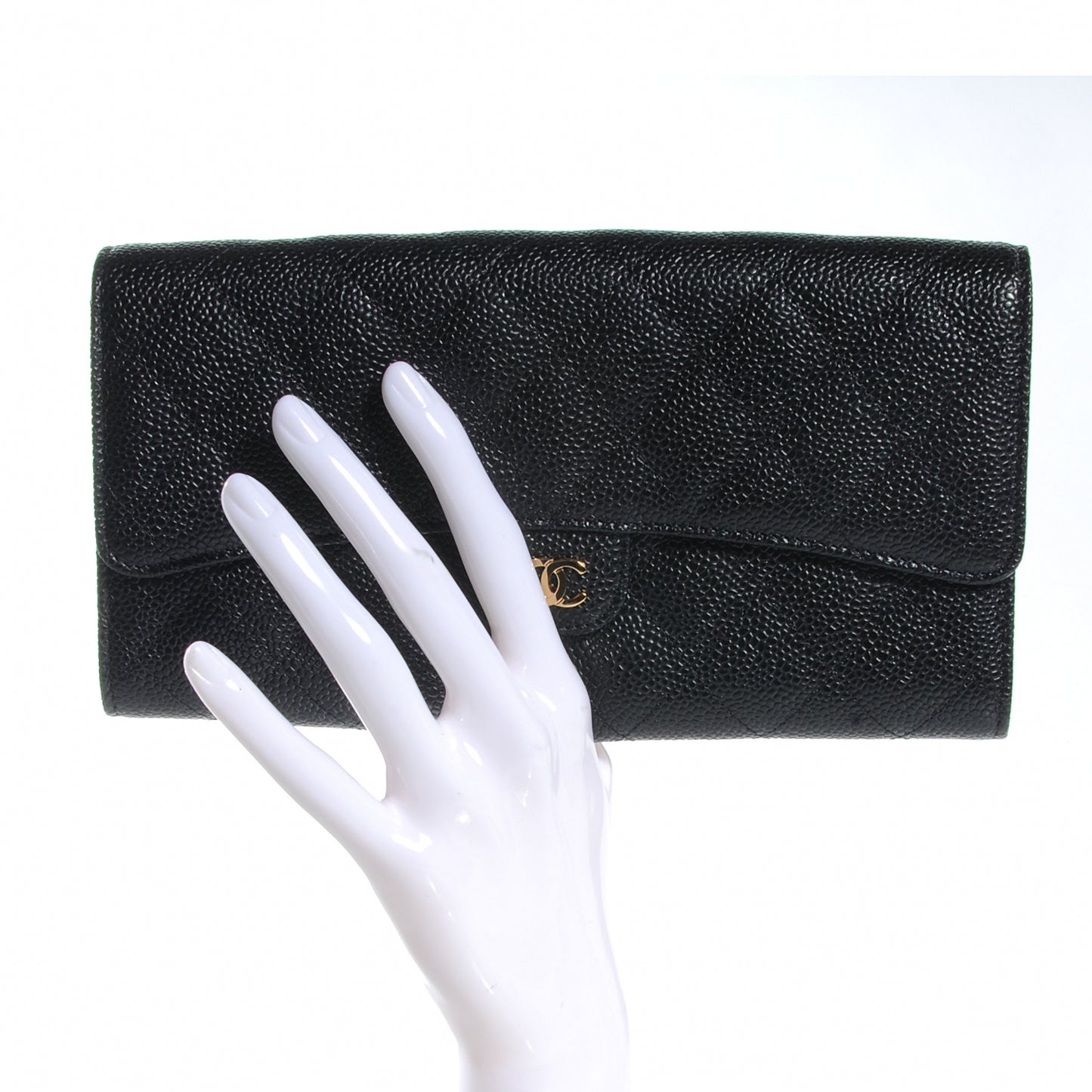 Caviar Quilted Travel Wallet Black