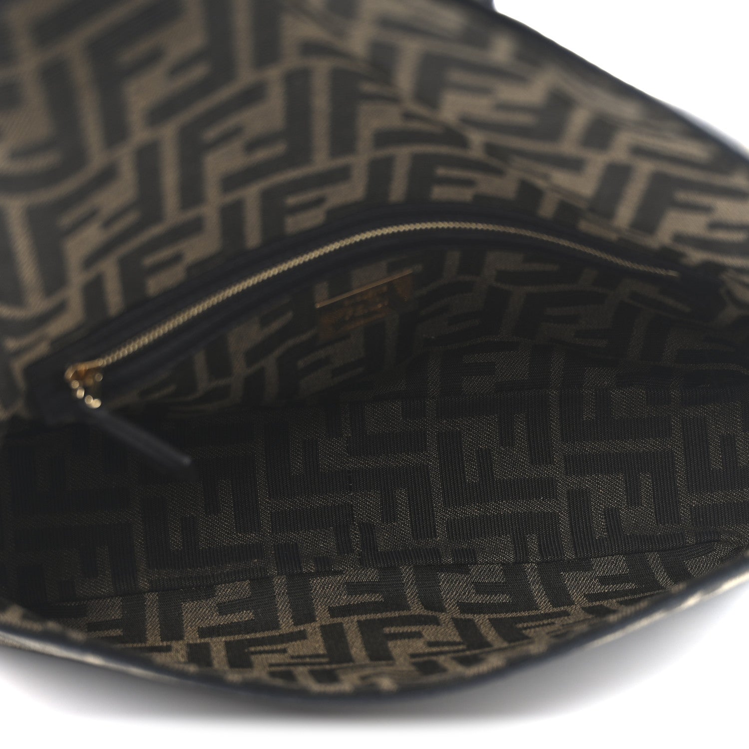 Fendi Fabric Jacquard FF 1974 Medium Baguette Tobacco Moro Black 5 of 10