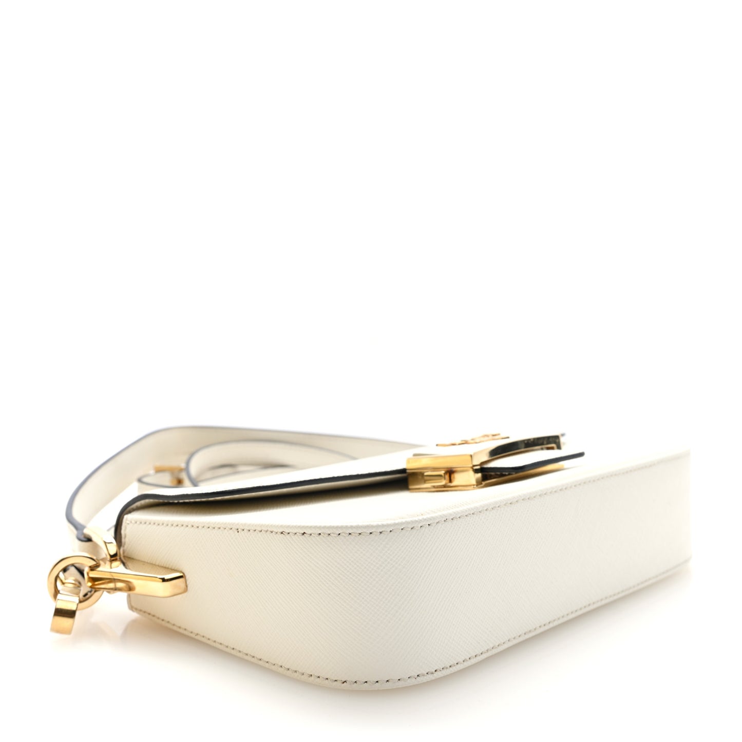 Saffiano Lux Embleme Flap Shoulder Bag White