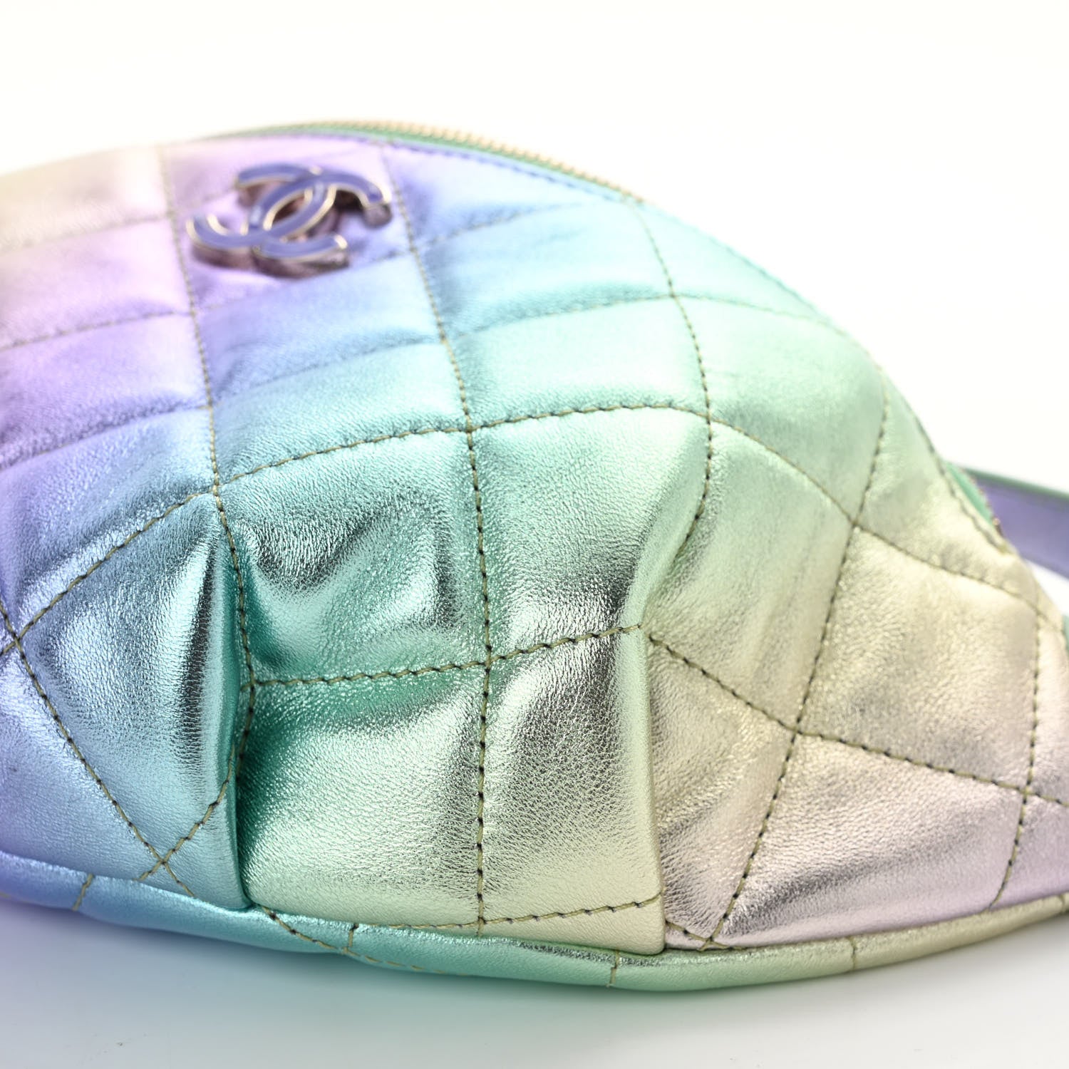 Chanel Gradient Metallic Lambskin Quilted Walking Mood Waist Bag Fanny Pack Pink Purple Green 10 of 10