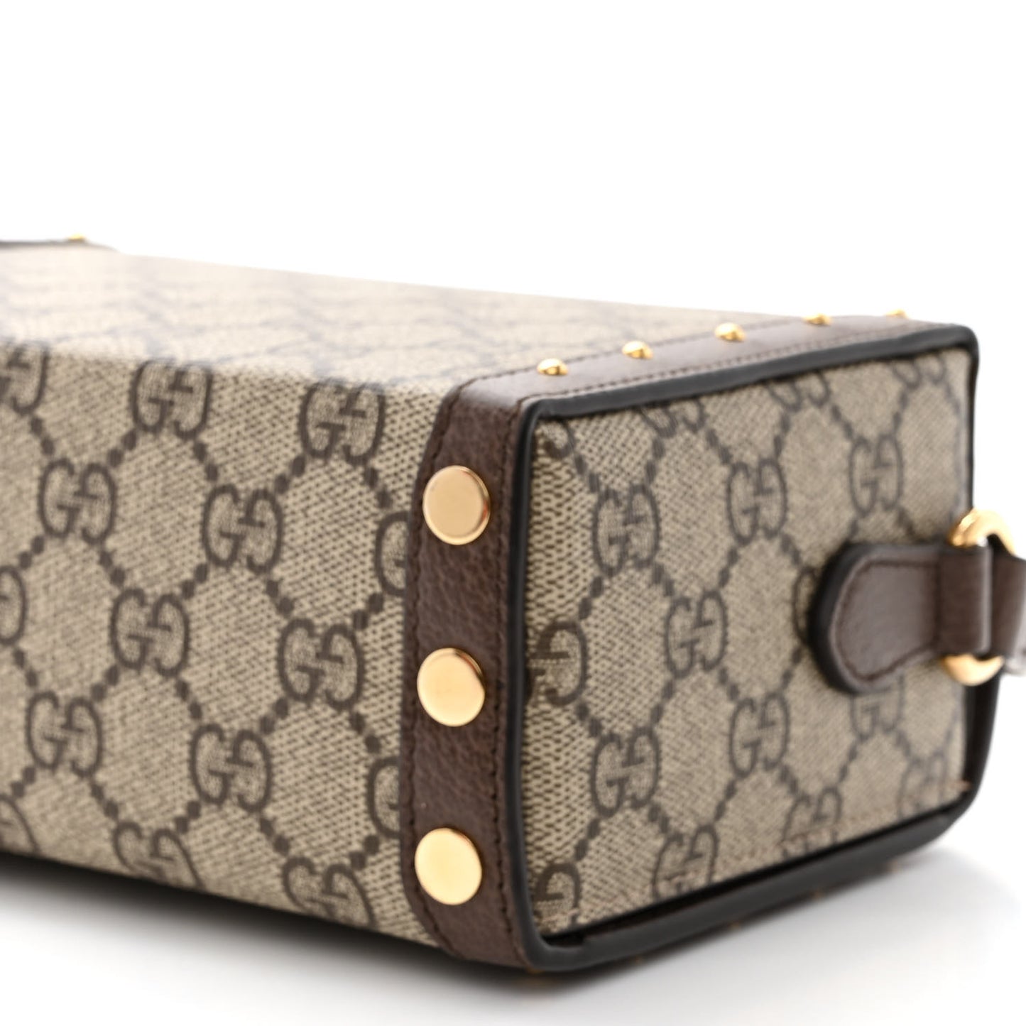GG Supreme Monogram Textured Dollar Calfskin Mini Trunk Shoulder Bag Beige Ebony New Acero