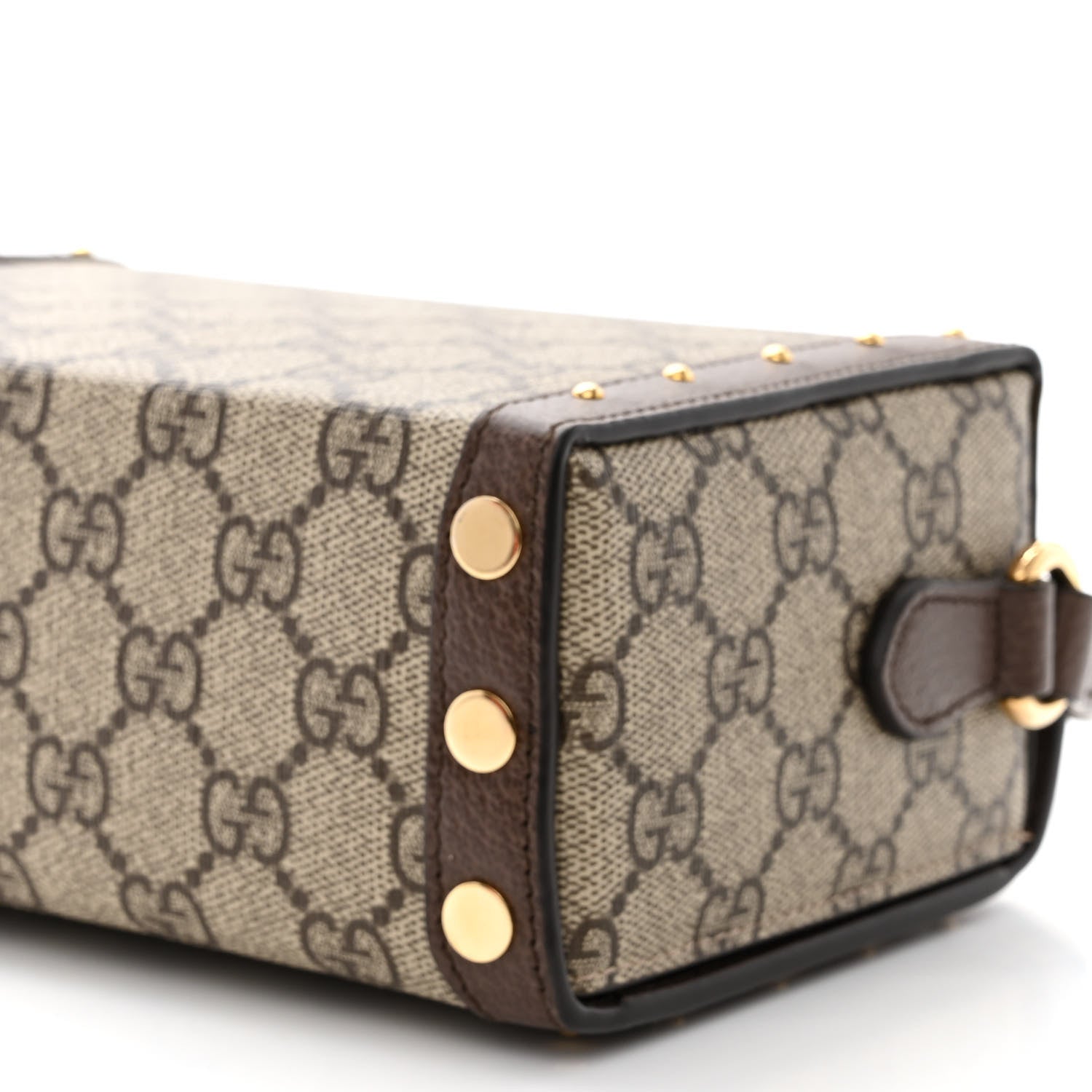 Gucci GG Supreme Monogram Textured Dollar Calfskin Mini Trunk Shoulder Bag Beige Ebony New Acero 10 of 11